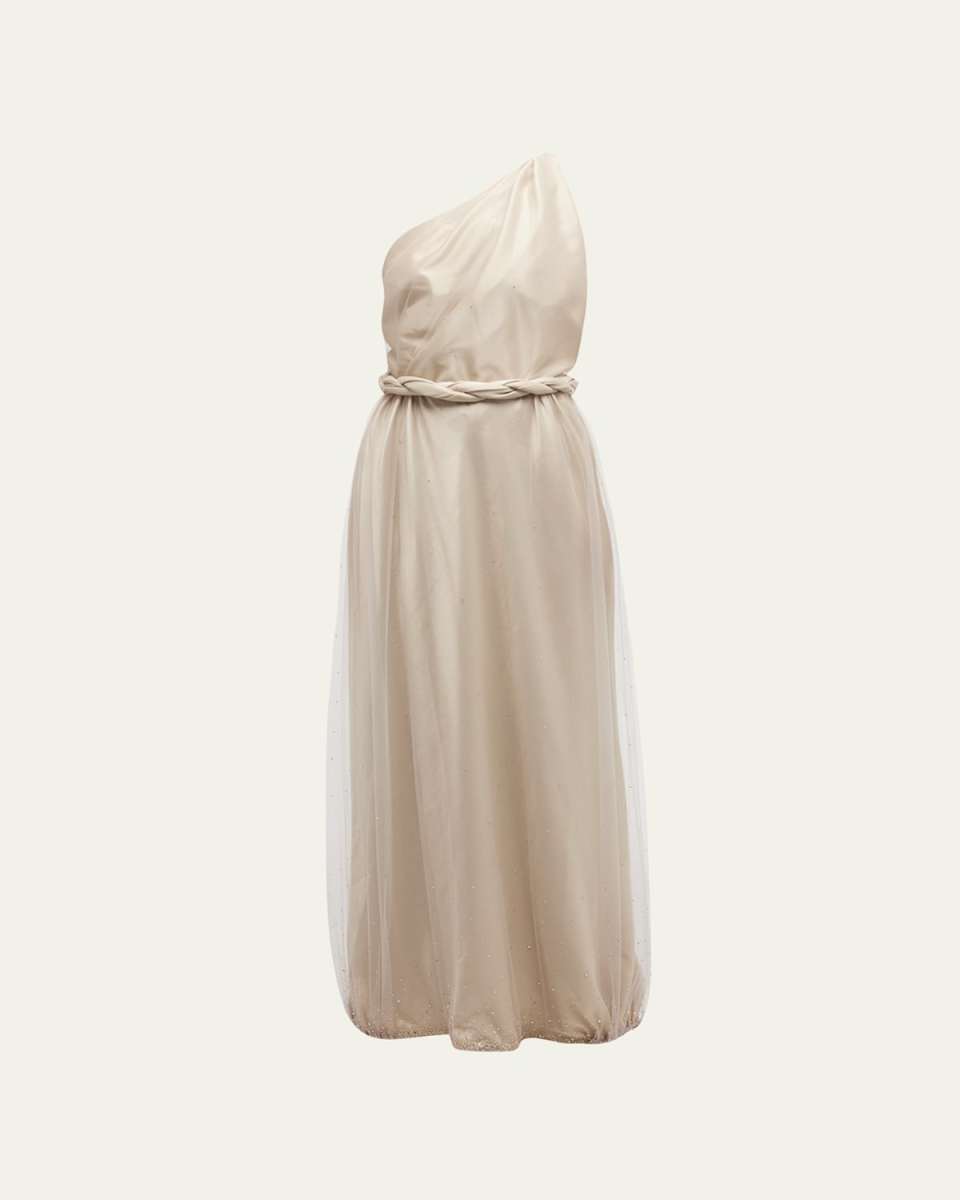 One-Shoulder Gown with Braided Detail